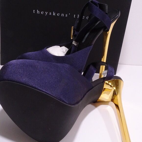 Theyskens' Theory Platform Ankle Strap Purple Gold High Pumps Sz 37 NWB 1120 - Picture 6 of 14